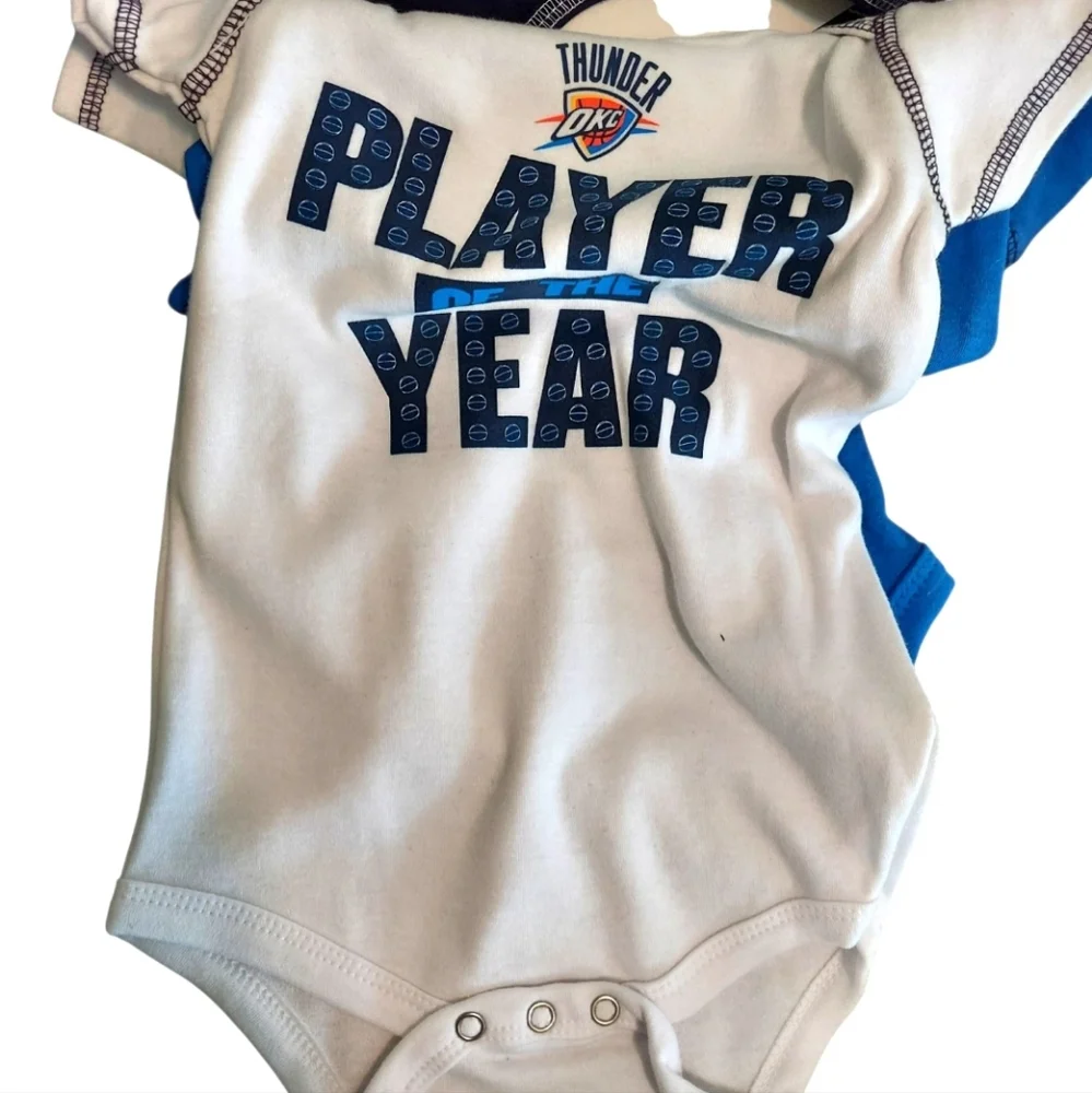 Oklahoma City Thunder Infant Bodysuits Size 18 Months Set of 3 Baby Toddler New